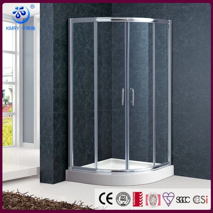 Przesuwane zakrzywione drzwi prysznicowe, 36 cali x 36 cali. , Szklanka 3/8 cala, Chrome wykończenie (KT6009)