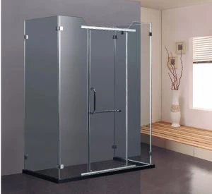 Dwustronna wanna bezramowa 60 Standardowy szklany ekran drzwi prysznicowych z panelem zawiasowym, instalacja montowana na ścianie, Chrome wykończenie (KK8003)